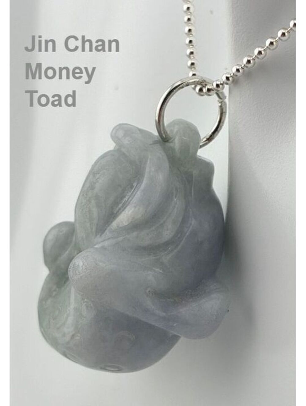 Jin Chan 3-legged Money Toad with Coin in Mouth Jade Pendant 20" Necklace 925